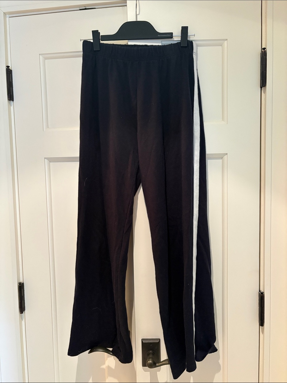 Brandy Melville Black Track Pants with White Side Stripe